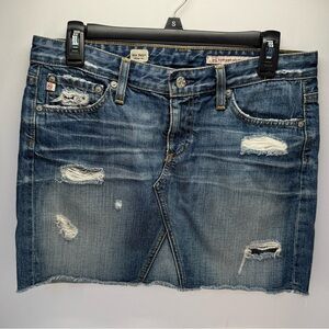 AG Adriano Goldschmied vintage box Blue Distressed Mini Skirt size 28